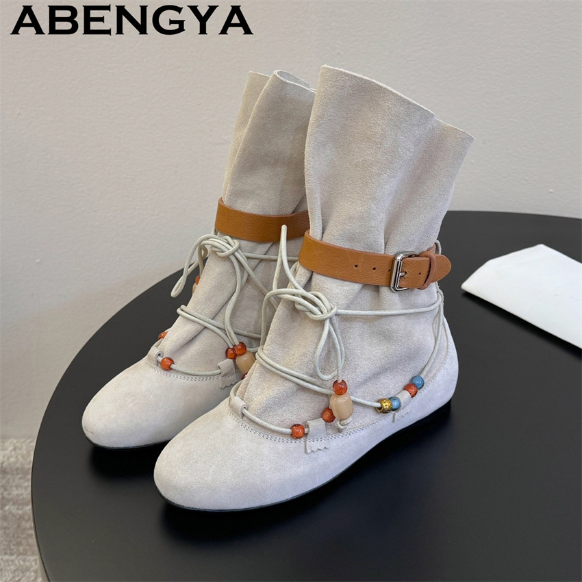 Ethnic Fashion Week - Bottines Chelsea en daim pour femme,