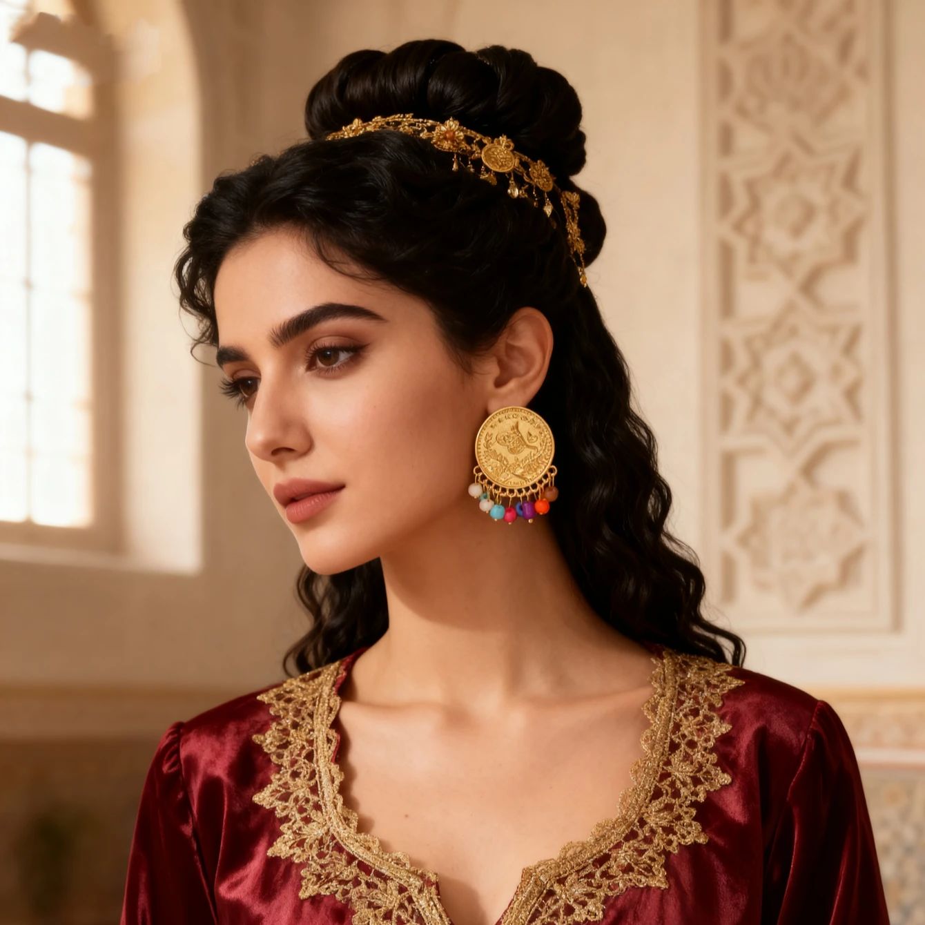 Ethnic Fashion Co In - Boucle d'oreille pièce turque plaquée or,