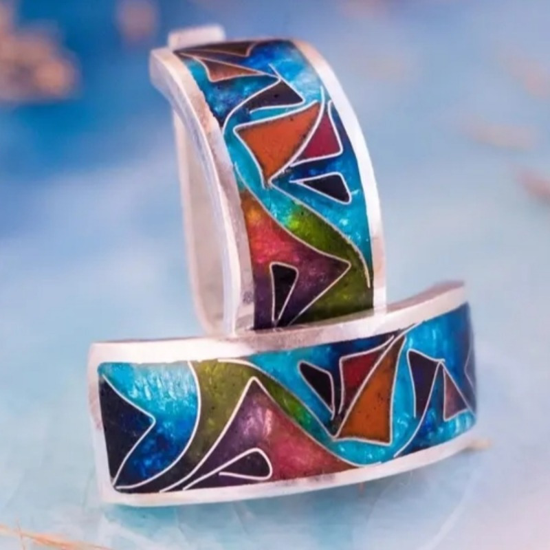 Ethnic Wear In Fashion - Boucles d'oreilles créoles ethniques en émail