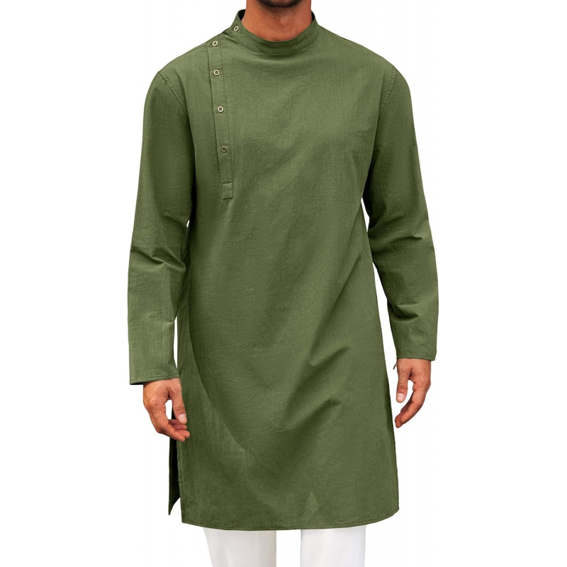 Kurta Men Cotton - Kaftan pour homme, robe longue à