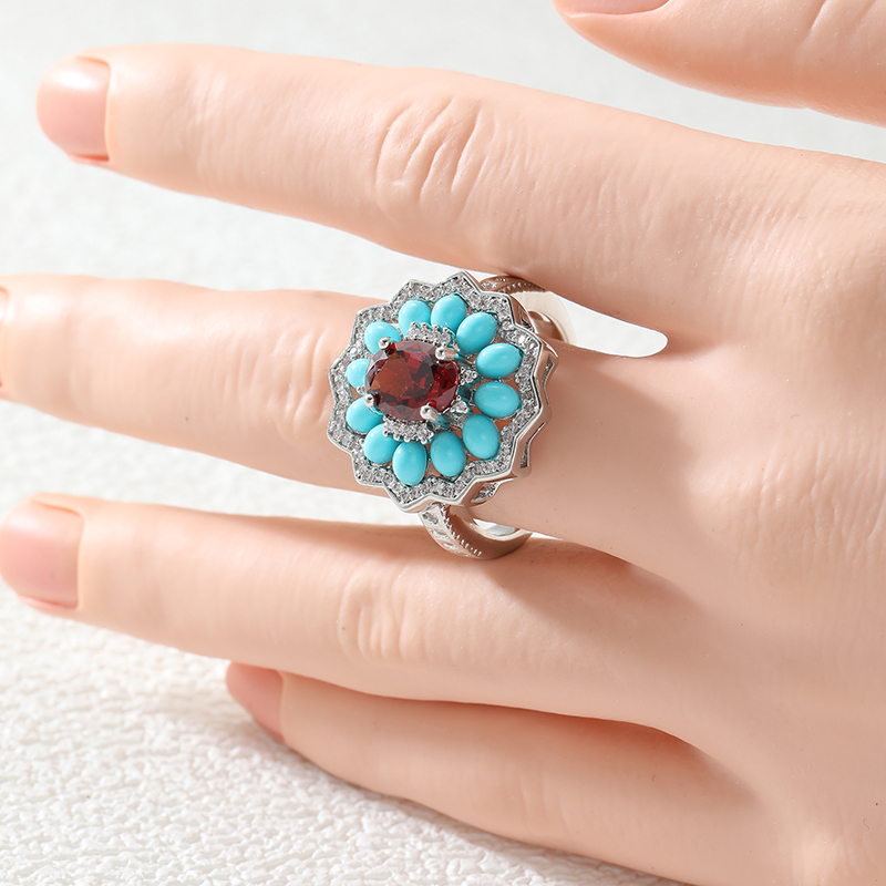 Bague florale brillante en tur - Ethnic Chic Fashion avis et prix